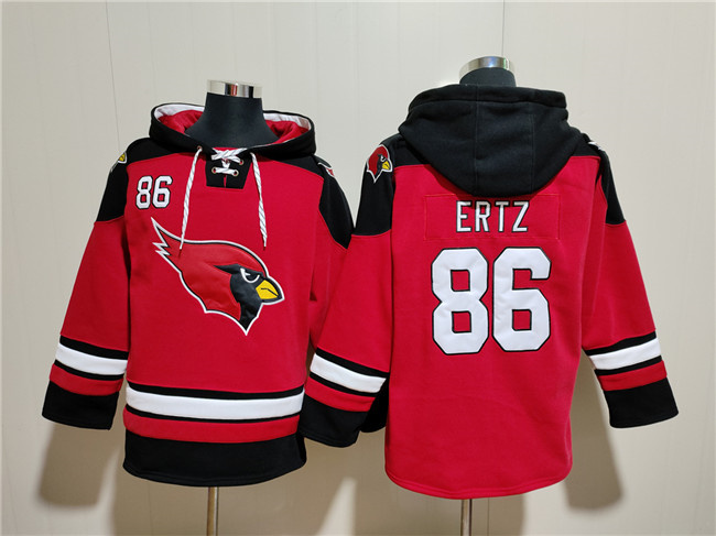 Men's Arizona Cardinals #86 Zach Ertz Red Ageless Must-Have Lace-Up Pullover Hoodie